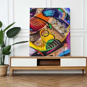 Abstract Canvas Art, Graffiti Wall Print, Colorful Wall Decor, Urban Home Design, Vibrant Canvas Painting, Contemporary art, Pop Art Canvas