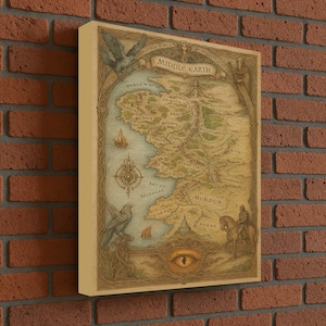 Mittelerde Karte, Herr der Ringe Karte, Tolkien Karte, Fantasy Wanddekor, Herr der Ringe, Karte der Elfen, Vintage Fantasy Kunst, Wanddekoration