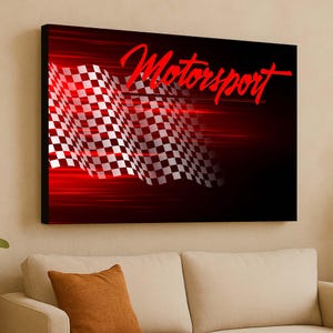Motorsport Wall Art, Racing Flag Canvas, Car Lover Gift, Speed Art Print, Motorsport Poster, Racing Wall Art,Auto Sport Canvas,Race Day Gift