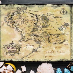 Art mural cadeau carte du Seigneur des anneaux, art mural Terre du Milieu, art mural cartes anciennes, art mural décoratif, pour salon, pour chambre à coucher esthétique