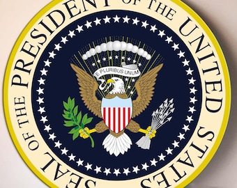 Presidentieel decor, zegelkunst aan de muur, ovale kantoorstijl, embleem van de VS, patriottisch geschenk, Amerikaanse adelaar, overheidszegel, politiek decor