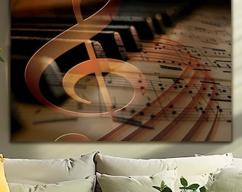 Musical Notes Tempered Glass Wall Art, Glass For Music Lovers Gift, Home Music Wall Art