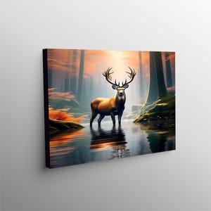 Arte murale con cervo, tela o poster, decorazione murale, arte della fauna selvatica, arte forestale, arte naturalistica, arazzo da parete con cervo, decorazione su tela con cervo, arte su tela con cervo