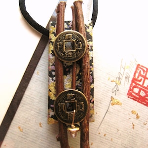 handmade japanese paper origami paper washi paper chiyogami paper twig pendant pin brooch by cra1nes on etsy