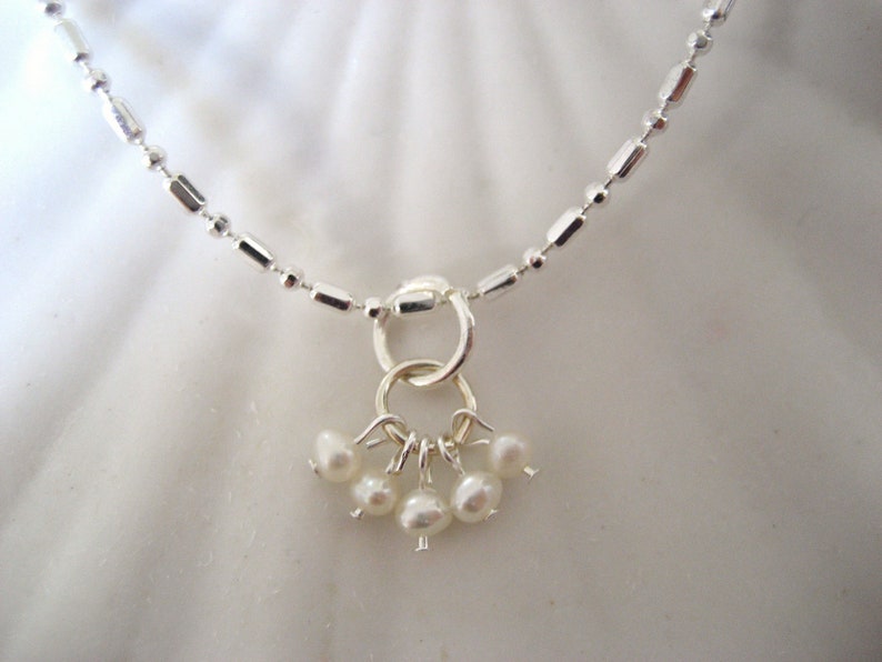 Freshwater mini pearl cluster pendant in silver by cra1nes on etsy image 1