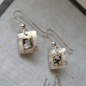 handmade japanese washi origami chiyogami paper sterling silver square drop earrings by cra1nes on etsy