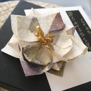 japanese washi origami paper waterlily brooch pin by cra1nes on etsy