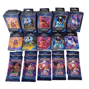 Lorcana Bundle Deck Box Sleeves Glinsterende luchten Boosterpacks die je kiest TCG-cadeauset Ruilkaarten Pooh Genie Tiana Sneeuwwitje Aladdin-cadeaus