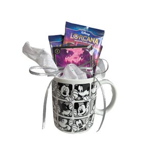 Lorcana Gift Set Disney Mug Shimmering Skies Packs & Mystery Lorcana Bulk Cards Gifts Mickey Goofy Themed Coffee Cup with TCG Cards