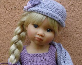 69. CS ONLY French Un parfum de lilas Knitting pattern Fiche tricot Kidsn'cats 18" dolls 46 cm