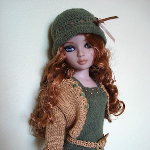 1. English and French INSTANT DOWNLOAD Pdf knitting pattern dress and jacket only for 16 Ellowyne 16 and Tonner doll image 1