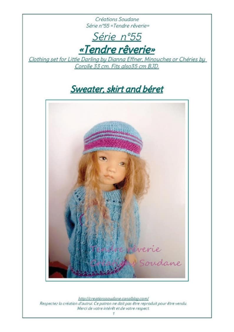 55. English and French INSTANT DOWNLOAD PDF knitting Pattern 13 dolls Little Darling image 2