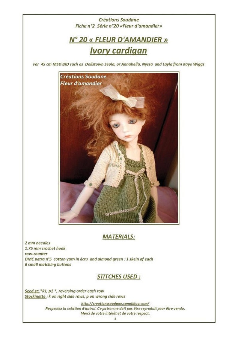 20. English and French INSTANT DOWNLOAD PDF knitting Pattern msd bjd Kaye Wiggs dolls 18 image 5