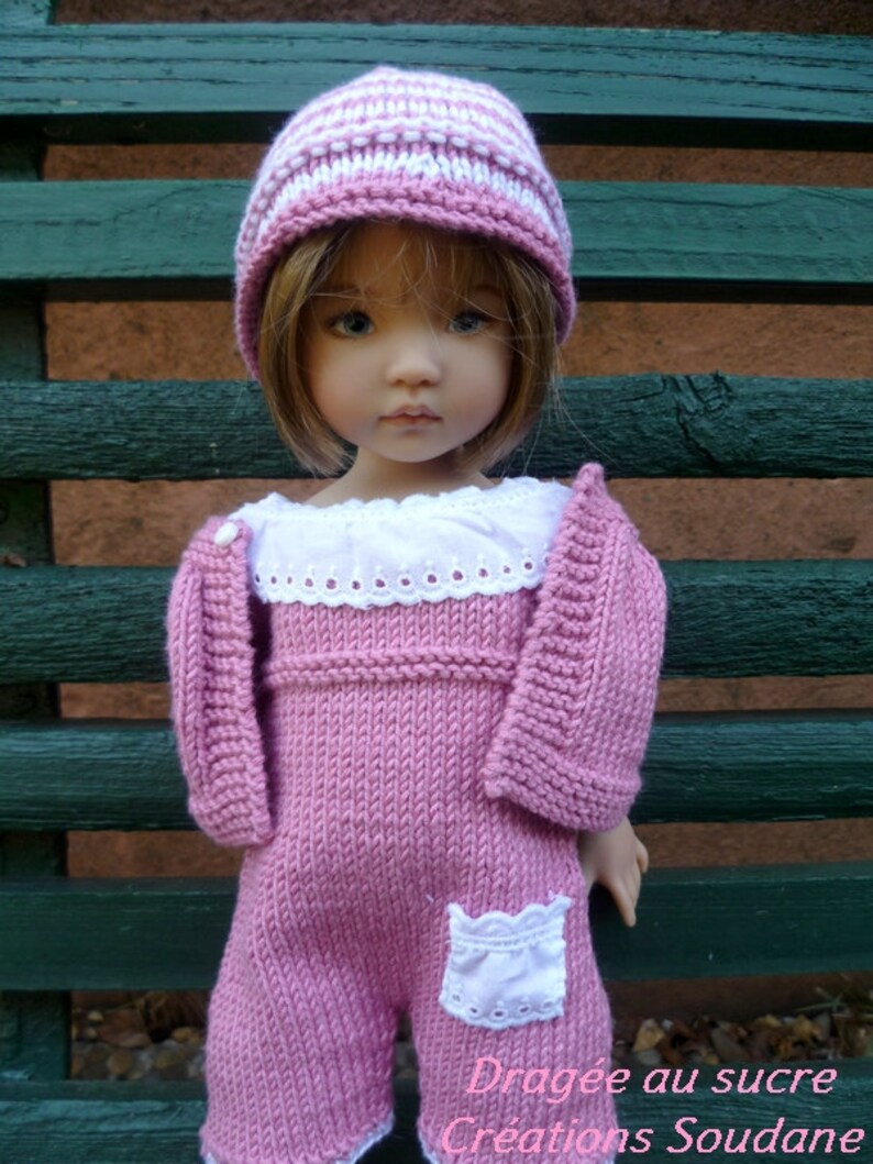 58. English and French INSTANT DOWNLOAD PDF Knitting Pattern Romper and Beanie Only 13 Dolls