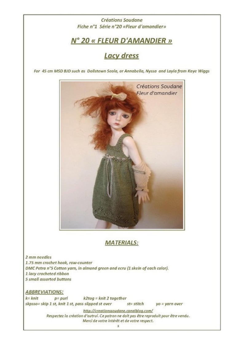 20. English and French INSTANT DOWNLOAD PDF knitting Pattern msd bjd Kaye Wiggs dolls 18 image 2