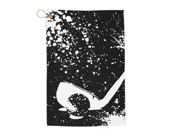 Golftuch, Schwarz-Weiß-Golftuch Spray Paint Style, Golfzubehör, Sporttuch, Golfgeschenk, Golfausrüstung, Golfausrüstung