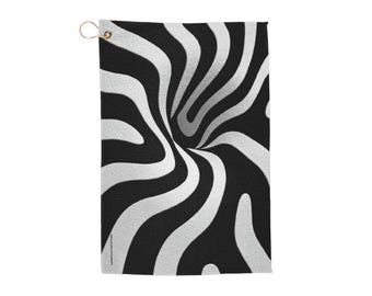 Toalla de golf psicodélica en blanco y negro: regalo único, toalla psicodélica, accesorios, regalo para amantes del golf y equipamiento para campos de golf.
