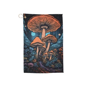 Trippy Mushroom Golf Towel - Psychedelic Sports Towel, Unique Golfing Accessory, Colorful Golf Gear, Groovy Hand Towel, Outdoor Adventure