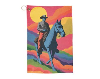 Cowboy Golf Handtuch, Golf Zubehör, Golf Geschenk, Sporttuch, Golf Platz Dekor, Golf Liebhaber Geschenk, buntes Handtuch, Golf Geschenk für ihn