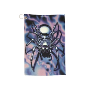 Airbrush Chrome Spider golf towel | Spider Golf Towel image 1
