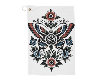 Ideas para tatuajes, tatuajes vintage, toalla de golf, toalla de golf estilo tatuaje vintage, toalla de golf con tatuaje, accesorios de golf, toalla deportiva