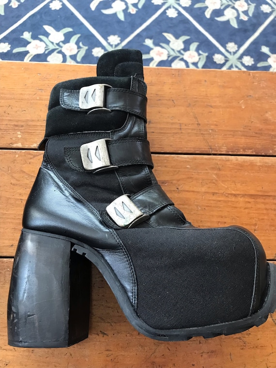 Vtg 90's LUICHINY Black Cyber Goth Club Platform B