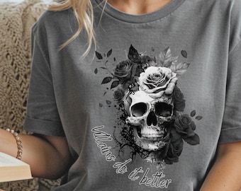 Villains Skull Rose Tee, Dark Romance Bookish Shirt, Smut Reader T-Shirt