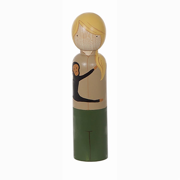 Jane Goodall, Large Wooden Peg Doll, Trailblazers, Famous Women, Educational Fair Trade Toys, Goose Grease