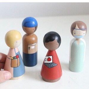 The Essential Workers, Wooden Peg Dolls, Fair Trade Toys, Goose Grease image 2