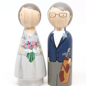 The Original, Custom Wedding Anniversary Wood, Wooden Peg Dolls, 5 Year Anniversary Gift , Goose Grease image 4