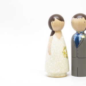 Custom Wedding Cake Topper, Wooden Peg Dolls, Fair Trade, Goose Grease image 4