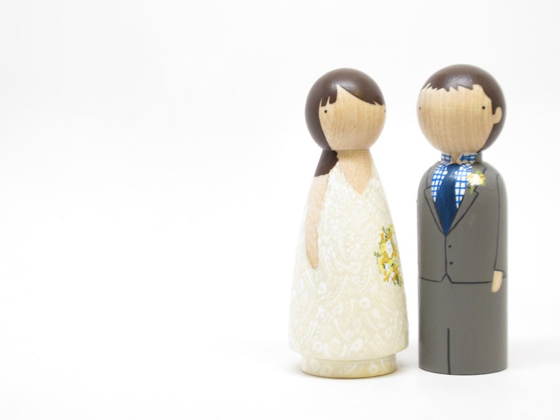 Custom Wedding Cake Topper, Wooden Peg Dolls, Fair Trade, Goose Grease image 4