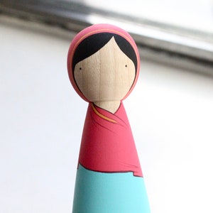 Malala, Large Wooden Peg Doll, Trailblazers, Famous Women, Fair Trade Toys, Goose Grease image 2