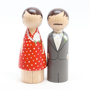 The Original, Custom Wedding Anniversary Wood, Wooden Peg Dolls, 5 Year Anniversary Gift , Goose Grease image 1