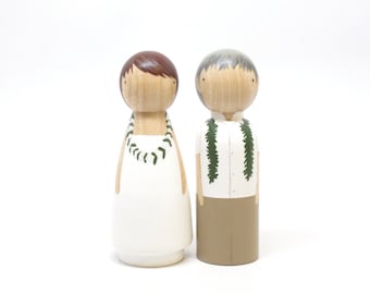 Custom Wooden Peg Doll, Cake Toppers, Destination Wedding, Fair Trade, Goose Grease