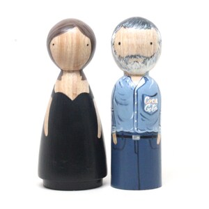 The Original, Custom Wedding Anniversary Wood, Wooden Peg Dolls, 5 Year Anniversary Gift , Goose Grease image 5