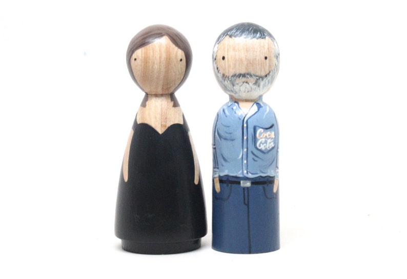 The Original, Custom Wedding Anniversary Wood, Wooden Peg Dolls, 5 Year Anniversary Gift , Goose Grease image 5