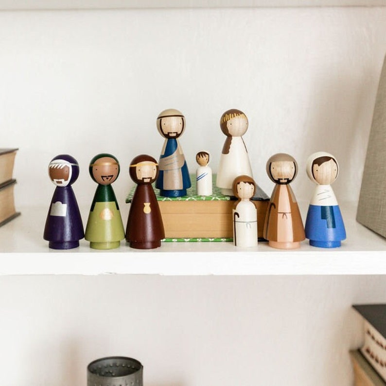 Nativity Scene, Wooden Peg Dolls, Fair Trade, Hand-Painted, Goose Grease image 3