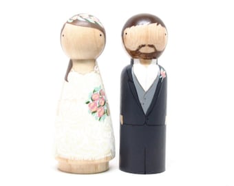 Custom Wedding Cake Topper, Wooden Peg Dolls, Fair Trade, Goose Grease