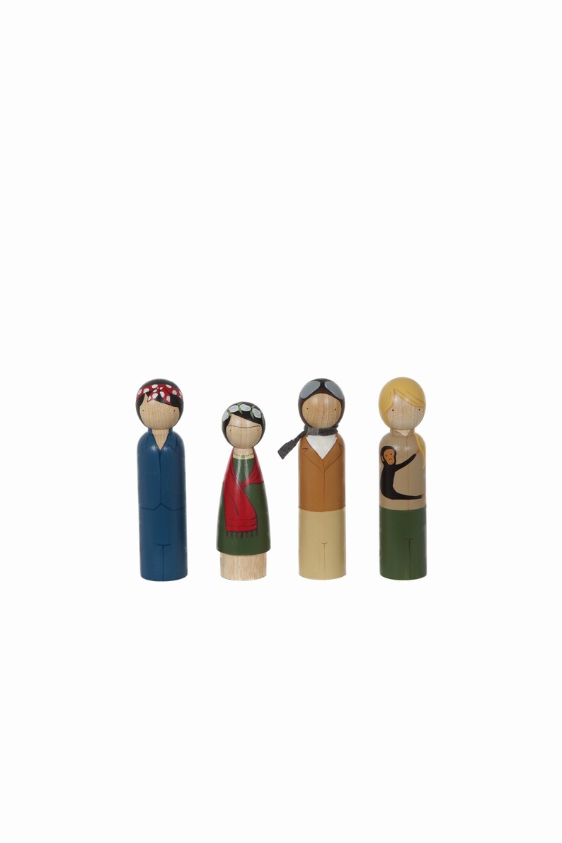 Rosie the Riveter, Large Wooden Peg Doll, Trailblazers, Famous Women, Educational Fair Trade Toy, Goose Grease image 8