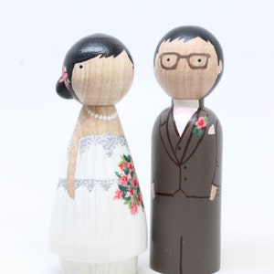 Custom Wedding Cake Toppers, Wooden Peg Doll, Fair Trade, Goose Grease image 4