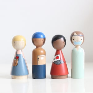 The Essential Workers, Wooden Peg Dolls, Fair Trade Toys, Goose Grease image 1