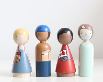 The Essential Workers, Wooden Peg Dolls, Fair Trade Toys, Goose Grease