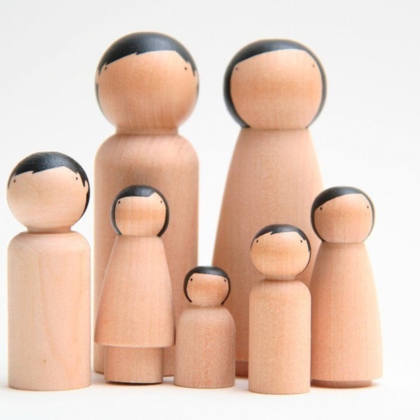 Wooden People- dress 'em up yourself little dolls with black hair