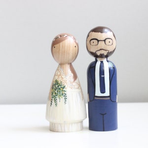 Custom Wedding Cake Toppers, Wooden Peg Doll, Fair Trade, Goose Grease image 1