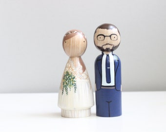 Custom Wedding Cake Toppers, Wooden Peg Doll, Fair Trade, Goose Grease