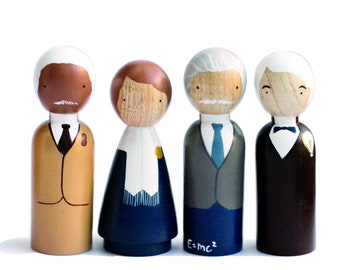 The Scientists, Sustainably Made, Wooden Peg Dolls, Educational, Fair Trade Toys, Goose Grease