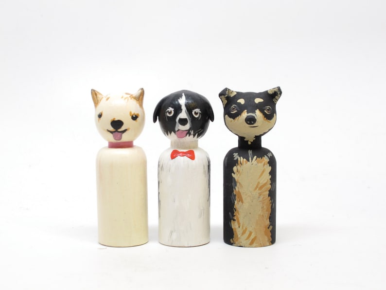 Custom Dog Wooden Peg Doll, Hand-Painted, Fair Trade, Personalized Pet Portrait, Goose Grease image 4