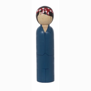 Rosie the Riveter, Large Wooden Peg Doll, Trailblazers, Famous Women, Educational Fair Trade Toy, Goose Grease image 1