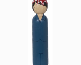Rosie the Riveter, Large Wooden Peg Doll, Trailblazers, Famous Women, Educational Fair Trade Toy, Goose Grease